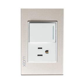 Lucek cristal dorado 1 interruptor sencillo y 1 contacto 1.5 modulos