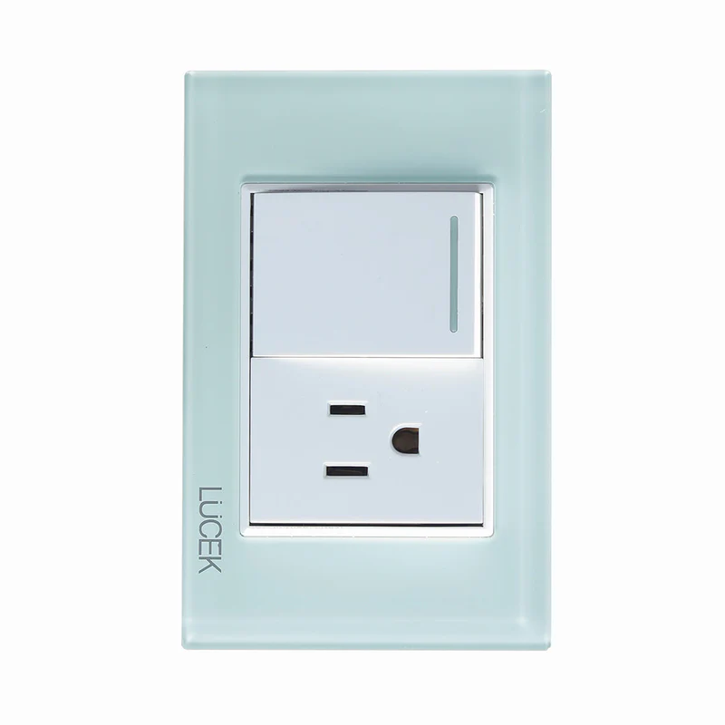 Lucek cristal aqua 1 interruptor sencillo y 1 contacto 1.5 mod