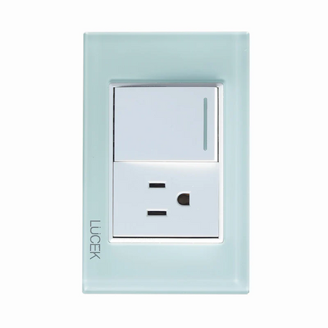Lucek cristal aqua 1 interruptor sencillo y 1 contacto 1.5 mod