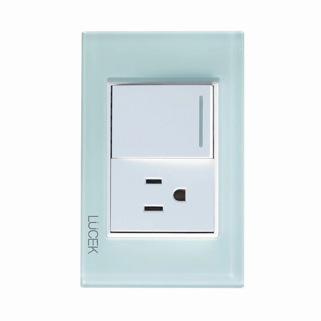 Lucek cristal aqua 1 interruptor sencillo y 1 contacto 1.5 mod