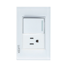 Lucek cristal blanco 1 interruptor sencillo y 1 contacto 1.5 modulos