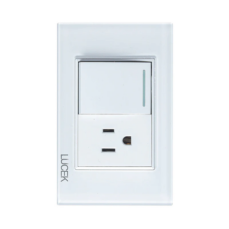 Lucek cristal blanco 1 interruptor sencillo y 1 contacto 1.5 modulos