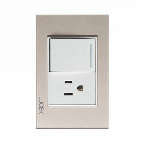 Lucek cristal dorado 1 interruptor escalera y 1 contacto 1.5 modulos