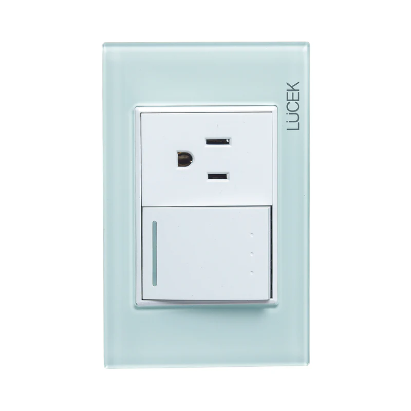 Lucek cristal aqua 1 interruptor escalera y 1 contacto 1.5 mod