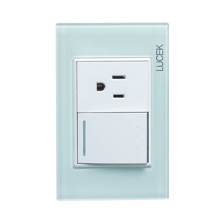 Lucek cristal aqua 1 interruptor escalera y 1 contacto 1.5 mod