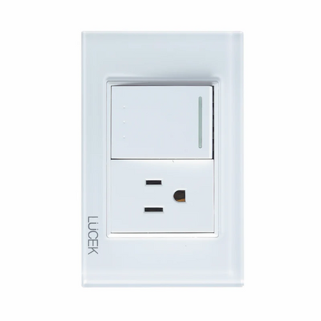 Lucek cristal blanco 1 interruptor escalera y 1 contacto 1.5 modulos