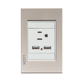 Lucek cristal dorado 1 contacto y 2 entradas USB