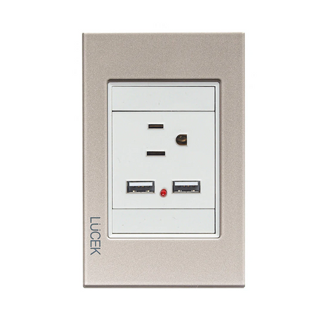 Lucek cristal dorado 1 contacto y 2 entradas USB