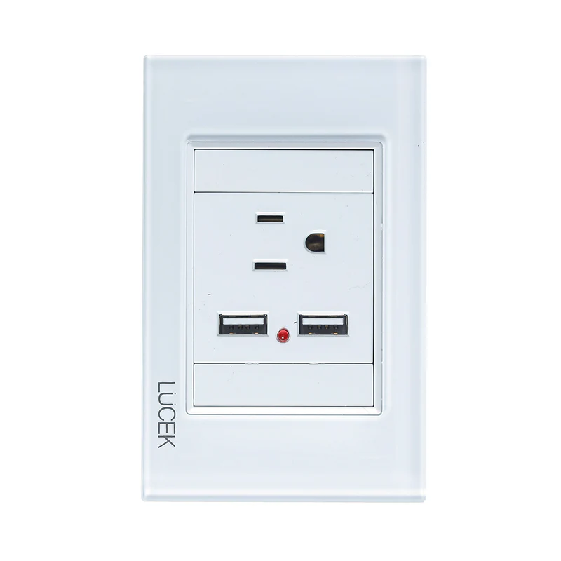 Lucek cristal blanco 1 contacto y 2 entradas USB