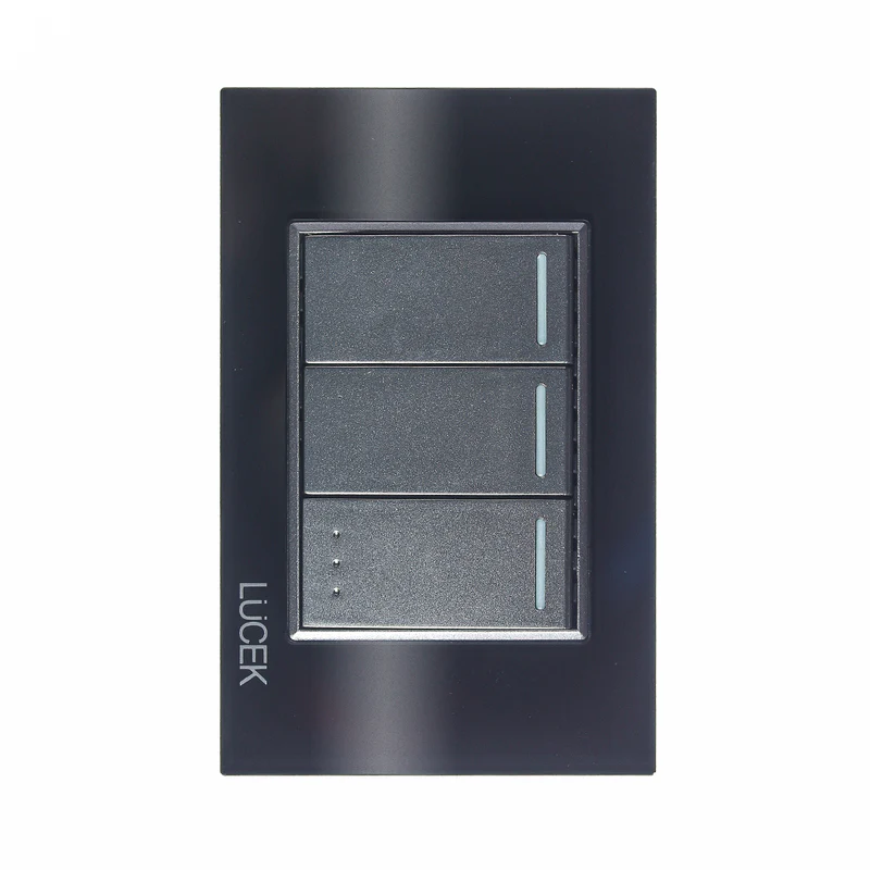 Lucek cristal negro 3 interruptores sencillos 1 modulo