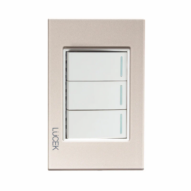 Lucek cristal dorado 3 interruptores sencillos 1 modulo