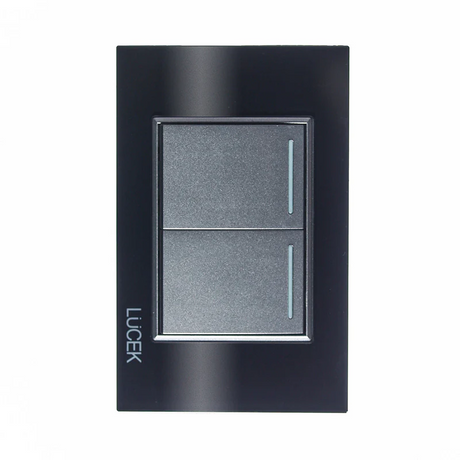 Lucek cristal negro 2 interruptores sencillos 1.5 modulos