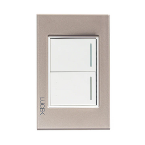 Lucek cristal dorado 2 interruptores sencillos 1.5 modulos