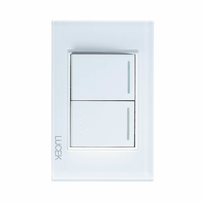 Lucek cristal blanco 2 interruptores sencillos 1.5 modulos
