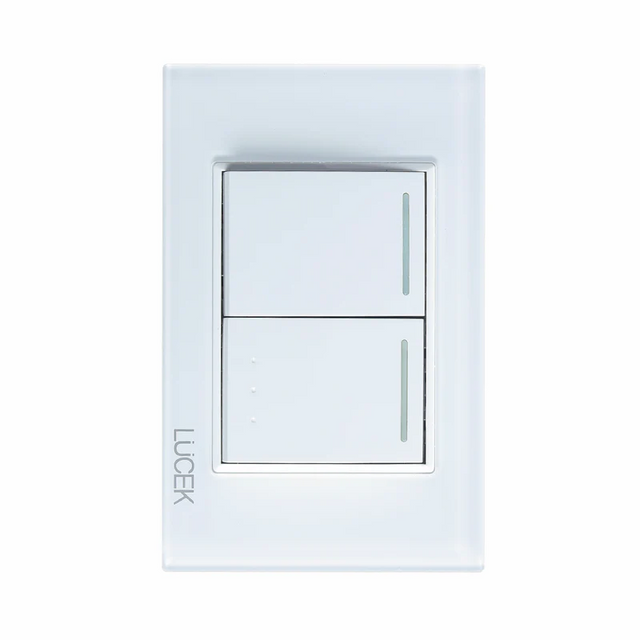 Lucek cristal blanco 2 interruptores sencillos 1.5 modulos