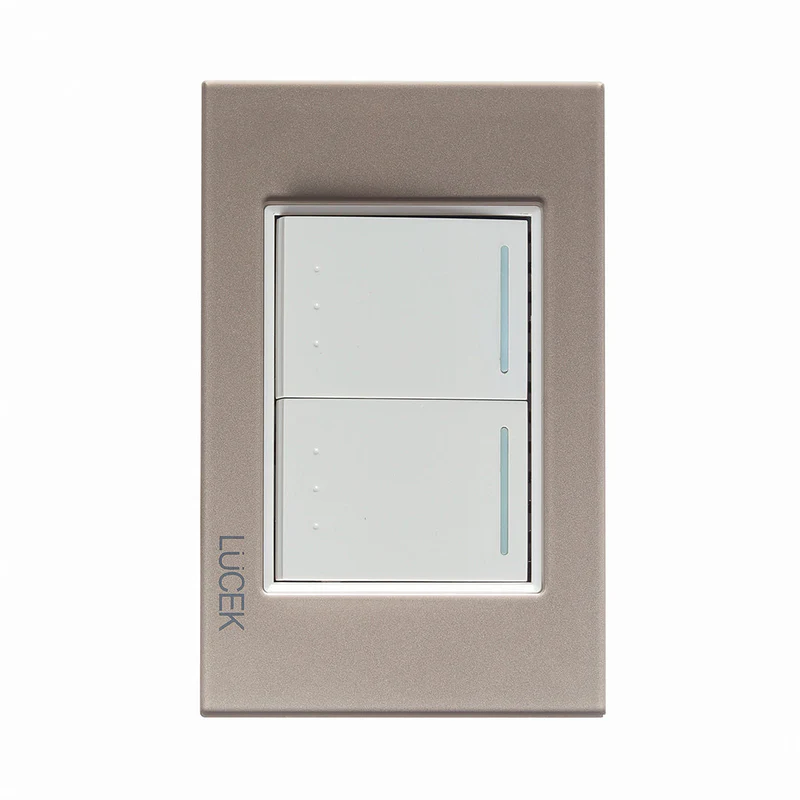 Lucek cristal dorado 2 interruptores escalera 1.5 modulos