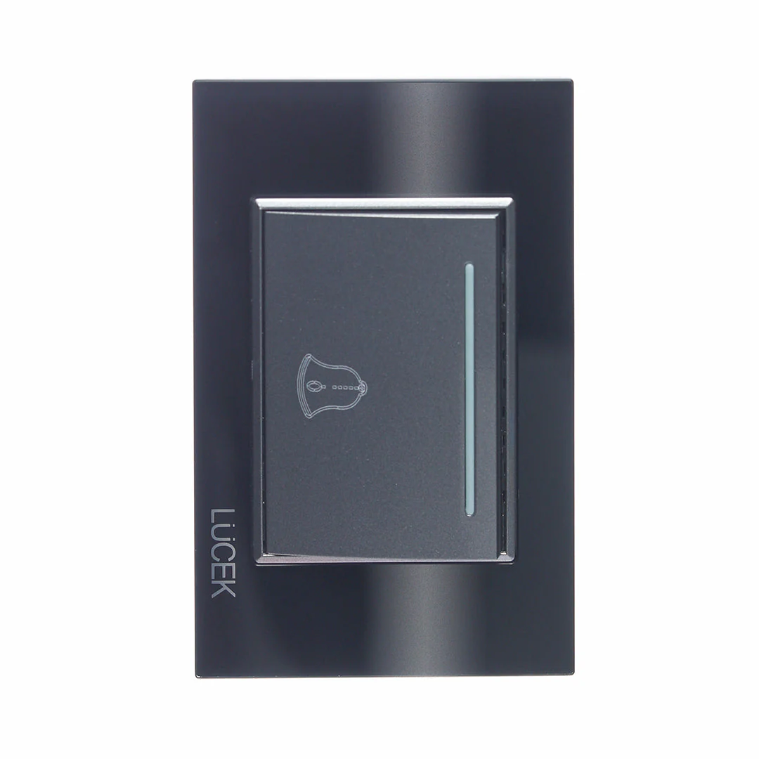 Lucek cristal negro boton timbre 3 modulos
