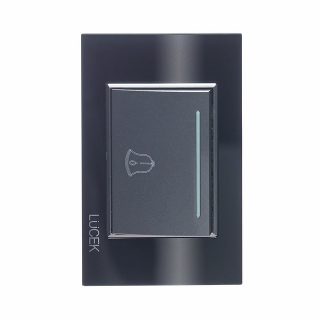 Lucek cristal negro boton timbre 3 modulos