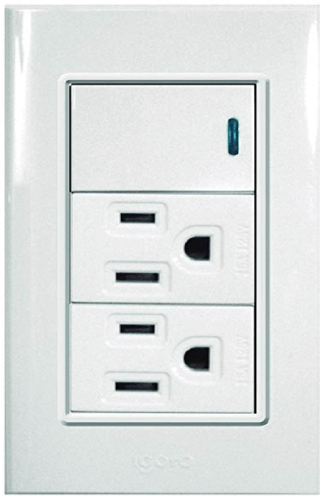 Igoto placa 3 mod blanca 1 apag + 2 contactos PB414-B