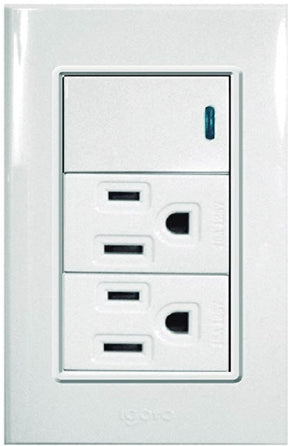 Igoto placa 3 mod blanca 1 apag + 2 contactos PB414-B