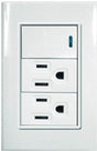 Igoto placa 3 mod blanca 1 apag + 2 contactos PB414-B