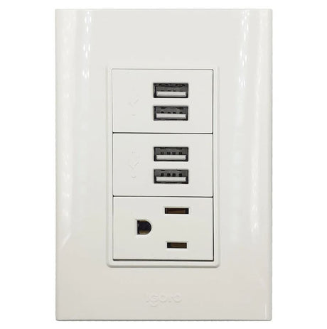 Igoto placa 4 USB + 1 contacto PBUSB4-B