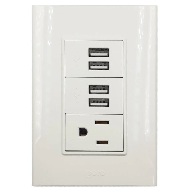 Igoto placa 4 USB + 1 contacto PBUSB4-B