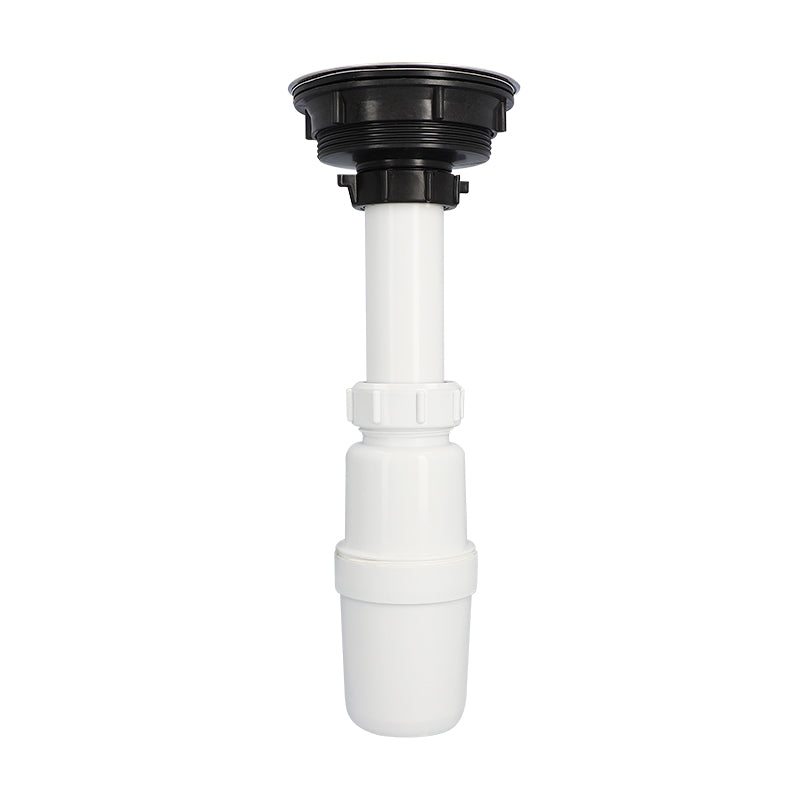 Dica 3730CB cespol plastico flex. con bote grande con contracanasta clasica para fregadero blanco