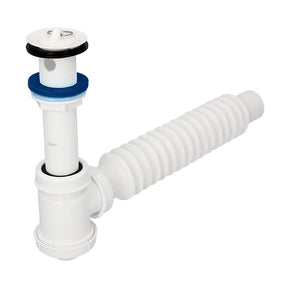 Dica 3701CB cespol plastico flex. con bote chico con cubierta plastica para lavabo blanco