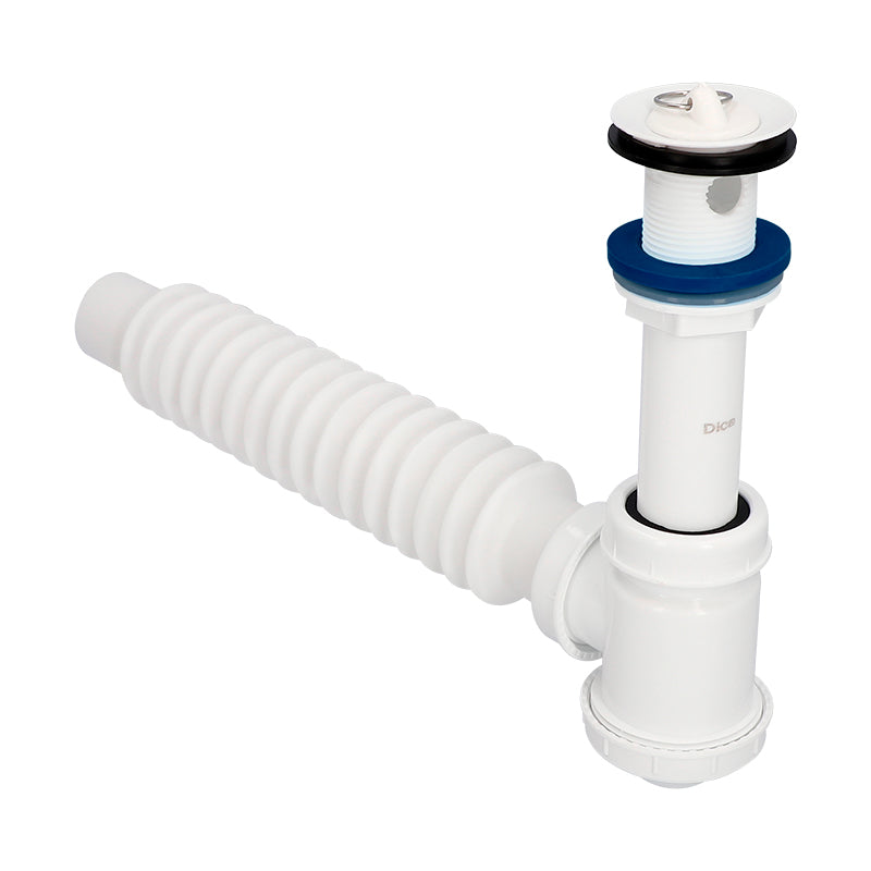 Dica 3701CB cespol plastico flex. con bote chico con cubierta plastica para lavabo blanco - imagen 6