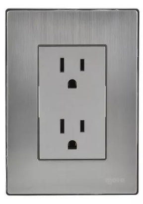 Igoto placa armada inox con contacto duplex plata
