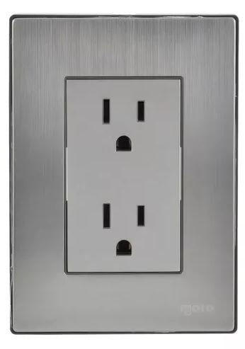 Igoto placa armada inox con contacto duplex plata