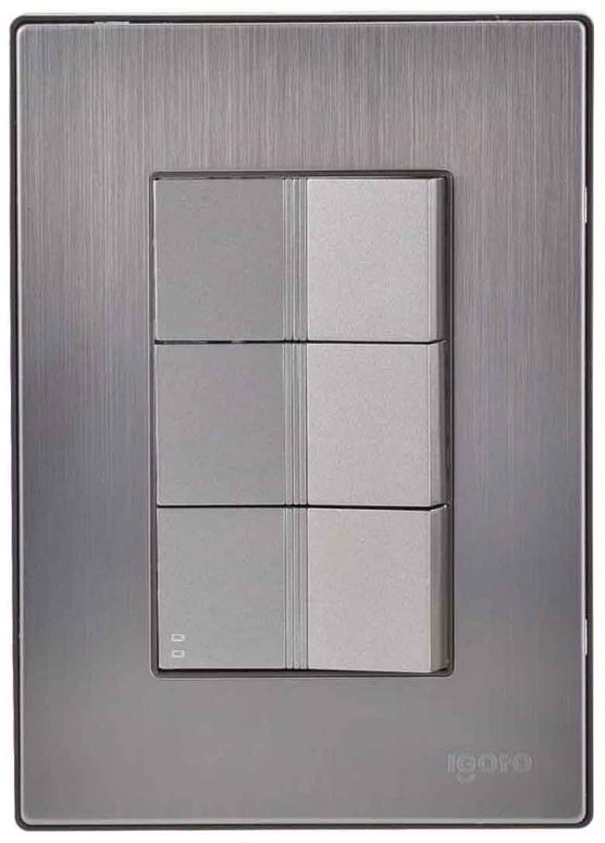 Igoto placa armada inox con 2 apagadores sencillos de 1.5 mã“dulos plata