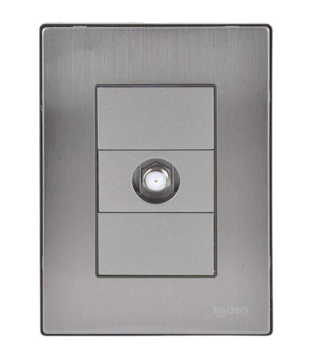 Igoto placa armada inox con mecanismo toma coaxial salida t.v. plata