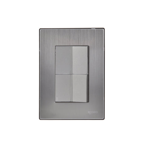 Igoto placa armada inox con 1 apagador sencillo y 1 apagador escalera de 1.5 mã“dulos plata