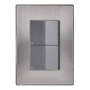 Igoto placa armada inox con 2 apagadores escalera de 1.5 mã“dulos plata