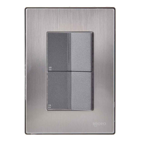 Igoto placa armada inox con 2 apagadores escalera de 1.5 mã“dulos plata