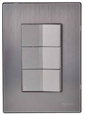 Igoto placa armada inox con 2 apagador sencillo y 1 apagadores escalera de 1 mã“dulo plata