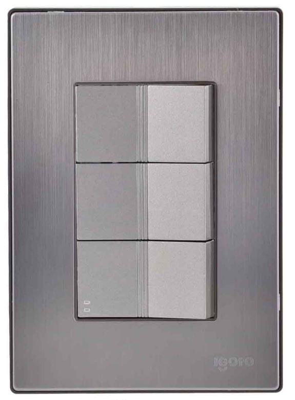 Igoto placa armada inox con 2 apagador sencillo y 1 apagadores escalera de 1 mã“dulo plata