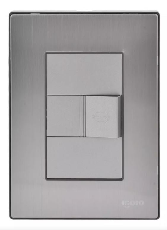 Igoto placa armada inox con 1 boton timbre plata