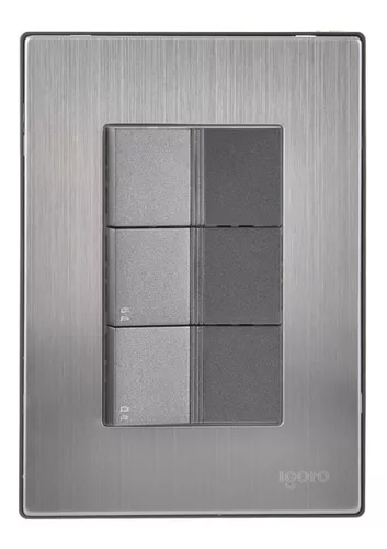 Igoto placa armada inox con 3 apagadores escalera de 1 mã“dulo plata