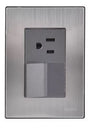 Igoto placa armada inox con 1 apag sencillo y 1 contacto de 1.5 mã“dulos oxford
