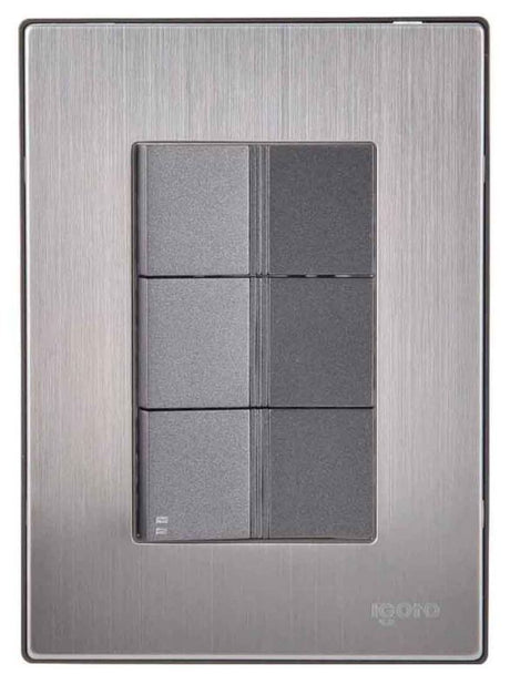Igoto placa armada inox con 2 apagadores sencillos de 1.5 mã“dulos oxford