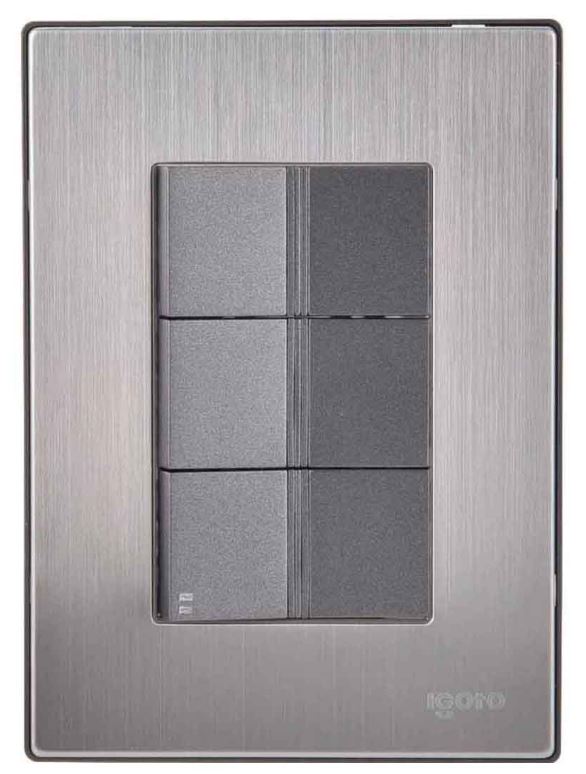 Igoto placa armada inox con 2 apagadores sencillos de 1.5 mã“dulos oxford