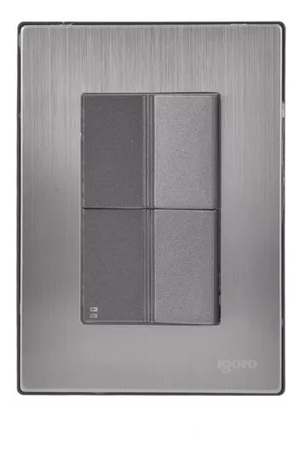 Igoto placa armada inox con 1 apagador sencillo y 1 apagador escalera de 1.5 mã“dulos oxford