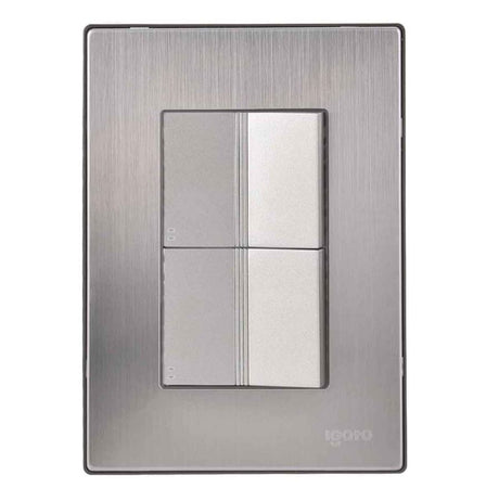 Igoto placa armada inox con 2 apagadores escalera de 1.5 mã“dulos oxford
