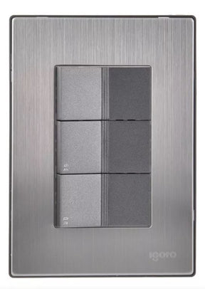 Igoto placa armada inox con 3 apagadores escalera de 1 mã“dulo oxford
