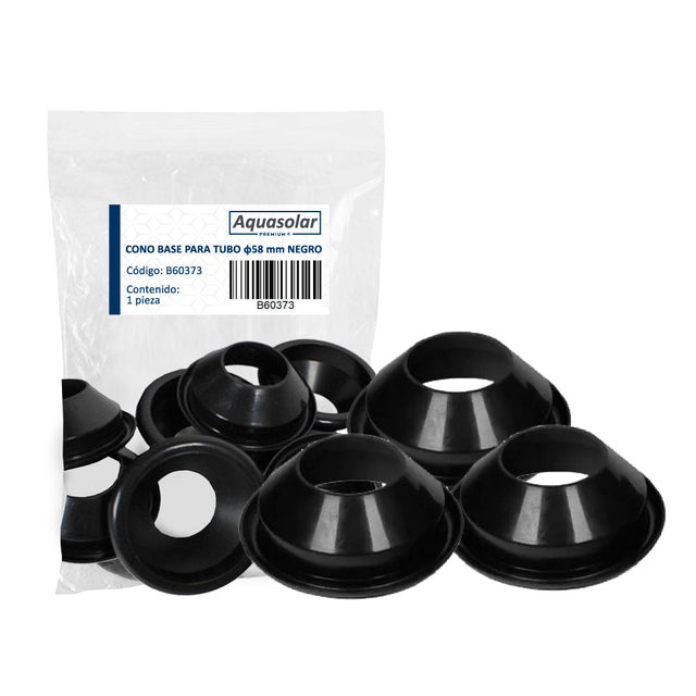 Aquasolar cono base para tubo de calentador solar negro, 58 mm 1pz