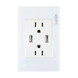 Placa Lucek Colors blanca con 2 contactos y 2 puertos USB