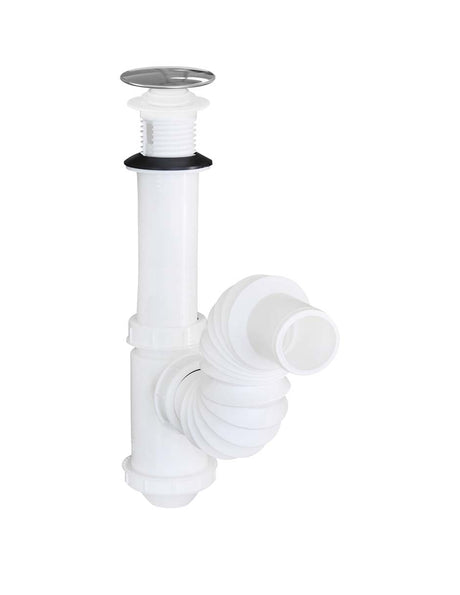 Fleximatic 2218C cespol flex. con bote chico, atrapatodo y pulsor cromado, ext. 25 cm.